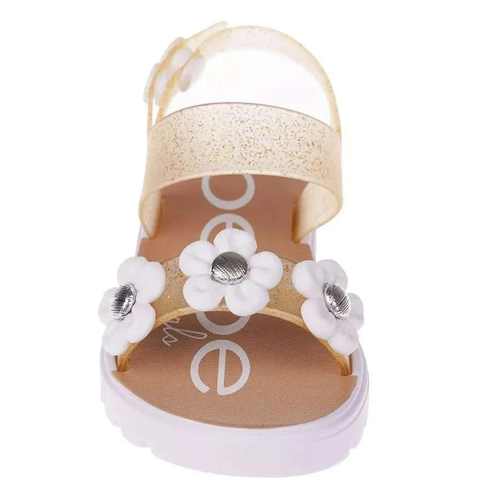 bebe Glitter Flower Sandals‎ Gold Baby Girls Size 5/6 New With Tags